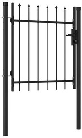 Poarta de gard cu o usa, varf ascutit, negru, 1 x 1 m, otel 1 x 1 m, varf ascutit