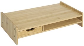 HOMCOM Suport pentru Monitor cu Spațiu pentru Mouse și Tastatură și Raft de Depozitare, 49x25,5x11,5 cm, Natural | Aosom Romania