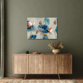 Tablou pe sticlă cu flori (70x50 cm)
