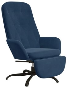 3097651 vidaXL Scaun de relaxare cu taburet, albastru, catifea