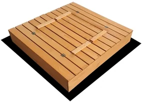 Spaţiu de joacă cu nisip, închis, cu bănci și acoperiș albastru 120 x 120 cm