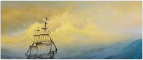 Tablou - Pictură barcă pe mare (120x50 cm)