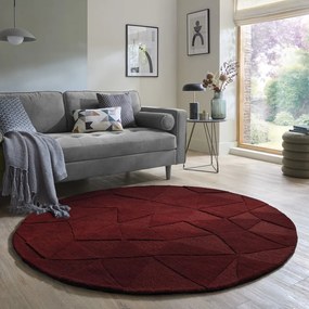 Covor burgundy țesut manual rotund din lână ø 160 cm Shard Red – Flair Rugs