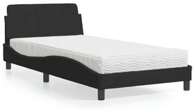 vidaXL Pat cu saltea, negru, 100x200 cm, catifea