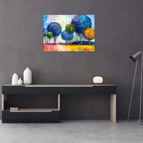 Tablou pe sticlă - Copaci, pictură în ulei (70x50 cm)