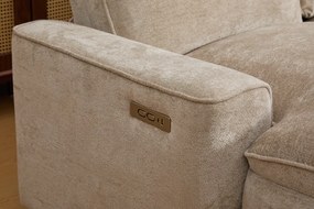 Coltar dumonde cu 3 reclinere electrice, incarcare USB, USB-C, tava, lumini de citit, suport pahare, textil, Vireon 317x347cm