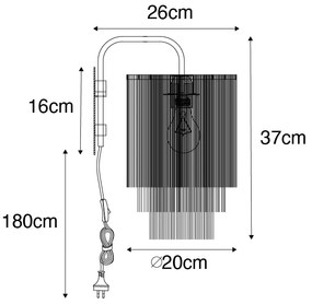 Lampă de perete orientală aurie cu abajur crem cu franjuri - Franxa