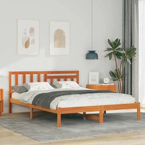 vidaXL Cadru de pat Maro ceruit 120 x 190 cm Lemn de brad solid