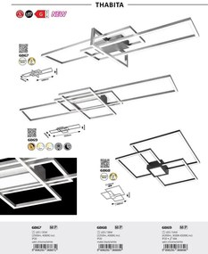 Plafoniera LED design modern Thabita alb, crom satin