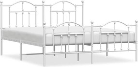 vidaXL Cadru de pat metalic cu tăblie de cap/picioare, alb, 183x213 cm