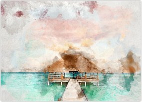 Tablou - Maldive, debarcader din lemn (70x50 cm)