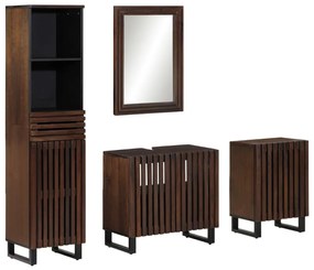 3217098 vidaXL Set mobilier de baie, 4 piese, lemn masiv de mango