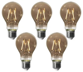 Set 5 becuri E27 dimbare LED lamp A60 smoke 3W 250 lm 2200K