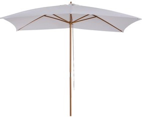 Outsunny Umbrelă de Grădină 2x3m Parasolar Impermeabil din Lemn Lacuit cu Copertină Detașabilă Alb | Aosom Romania