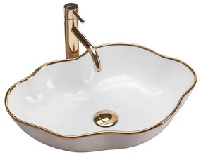 REA-U0696 - Lavoar pentru montaj pe blat PEARL 38x50,5 cm ceramică/alb lucios/auriu