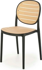 Scaun de gradina K529, stejar/negru, polipropilena, 42x51x83 cm
