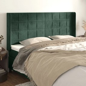 Tablie pat cu aripioare verde inchis 163x16x118 128 cm catifea 1, Verde inchis, 163 x 16 x 118 128 cm