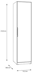 Dulap pentru haine MARO, 51 x 213 cm, finisaj stejar Artisan