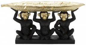 Suport pentru chei negru/auriu din polirasina, 43x15,7x20 cm, Trio of Monkey Mauro Ferretti