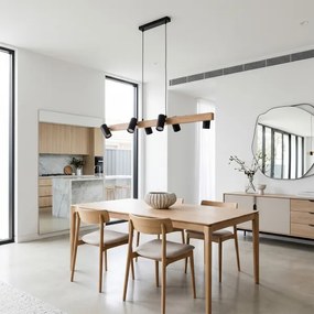 Brilagi - Lustră pe cablu SELE 6xGU10/30W/230V negru/decor stejar