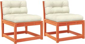 vidaXL Canapele de grădină cu perne, 2 buc. maro ceruit lemn masiv pin