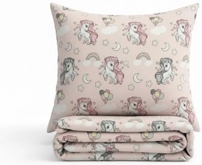 Set pilota si perna din bumbac ranforce cu Unicorni pentru pat 2-8 / 2-12 ani - ASC6427968007478