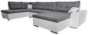 Supermobel Coltar in forma de U WITOS, 344x81x163, malmo 95 /piele ecologica alba, dreapta