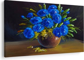 Tablou - Flori albastre în vază (90x60 cm)