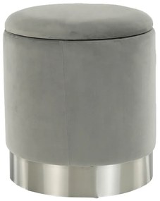 Taburet, catifea Velvet gri/crom argintiu, DARON
