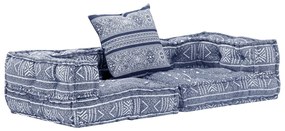 vidaXL Canapea puf modulară cu 2 locuri, indigo, material textil