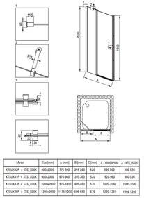 Usa sticla dus batanta 120x200 cm profil crom Deante Kerria Plus 1200x2000 mm, Crom lucios