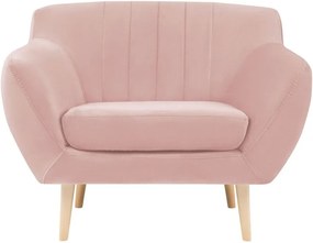 Fotoliu cu tapițerie din catifea Mazzini Sofas Sardaigne, roz deschis