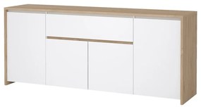 Comodă albă-în culoare naturală cu aspect de lemn de stejar 197x84x48 cm Next – Tvilum