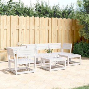 3216916 vidaXL Set mobilier relaxare de grădină 5 piese alb lemn masiv de pin