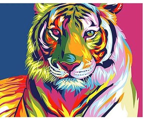 Pictura pe numere cu un cadru "Tigru colorat" 50x40 cm