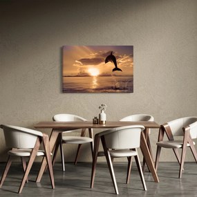 Tablou - Delfin la apus de soare (90x60 cm)