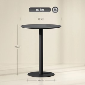 HOMCOM Masă de Dining Rotundă și Modernă pentru 2 Persoane din Oțel, Neagră | Aosom Romania