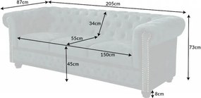 Canapea clasica stil englezesc Chesterfield 3 locuri, petrol