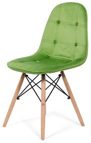 Scaun tapitat cu catifea si picioare din lemn BUC 232V verde