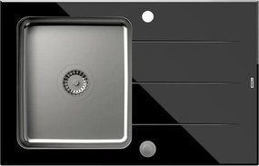 Chiuveta inox incastrata Quadron Unique Ford 111 finisaj inox - negru 78x50 cm