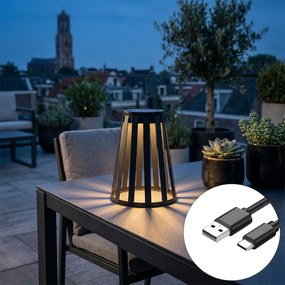 Lampă de masă pentru exterior neagră cu LED 3 trepte reglabile, solară și reîncărcabilă - Penny