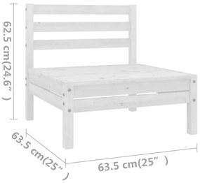 Set mobilier de gradina, 5 piese, alb, lemn masiv de pin Alb, 1