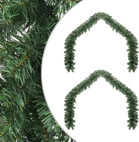 vidaXL Ghirlandă de Crăciun 2 pcs Verde 20 m PVC