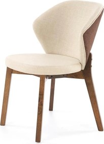 Scaun K583, bej/nuc, stofa clasica/lemn, 57x63x81 cm