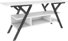 Comoda TV Minerva, alb/negru, PAL/metal, 120x35x55 cm