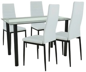 Set de masă Mezza 4+1 alb-negru