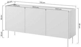 Comodă Desin 170 3U4S cu trei uși și patru sertare - negru mat / Stejar nagano