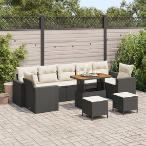 vidaXL Set Canapea Grădină 10 Piese cu Perne Negre Ratan Poly Acacia