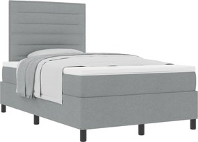 vidaXL Pat cu arcuri cu saltea Gri deschis 120 x 200 cm țesătură