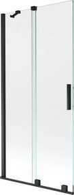 Mexen Velar perete despărțitor de cadă cu 2 aripi glisante 90 x 150 cm, transparent, negru - 896-090-000-01-70